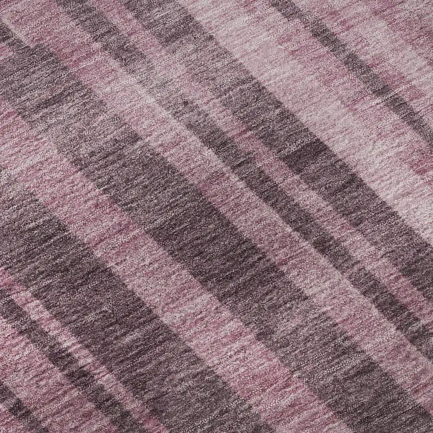 Blush And Mauve Striped Washable Area Rug With UV Protection Photo 9