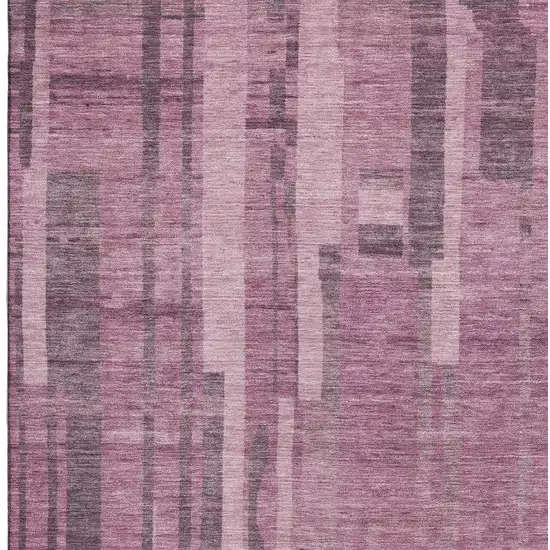 Blush And Mauve Striped Washable Area Rug With UV Protection Photo 3