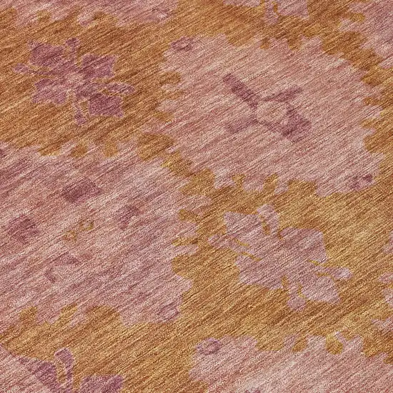 Blush And Orange Damask Washable Indoor Outdoor Area Rug Photo 9