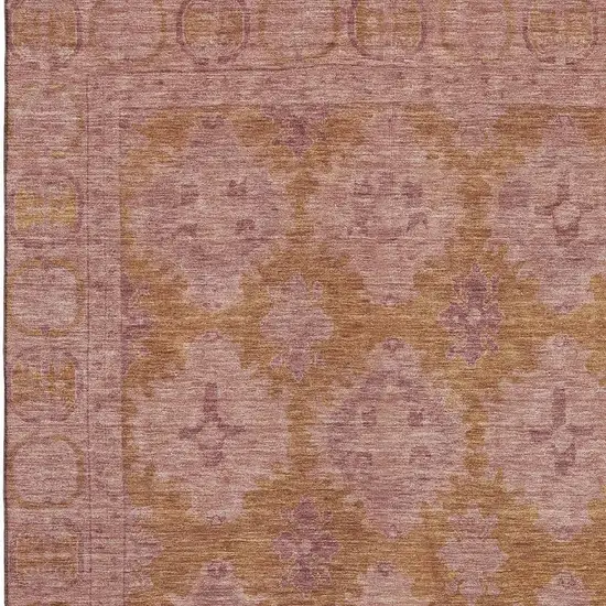 Blush And Orange Oriental Washable Area Rug With UV Protection Photo 2