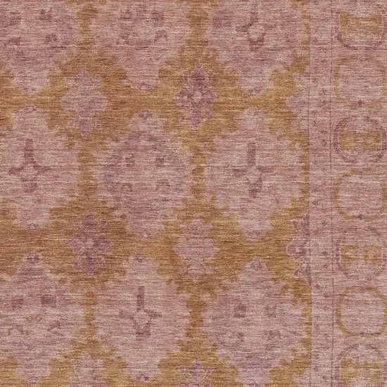 Blush And Orange Oriental Washable Area Rug With UV Protection Photo 2