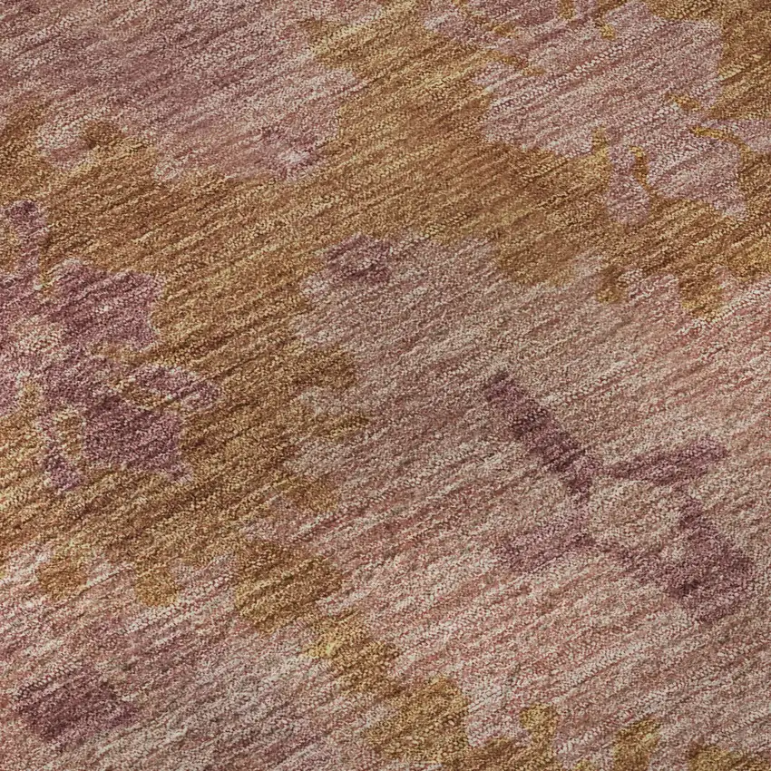 Blush And Orange Oriental Washable Area Rug With UV Protection Photo 9