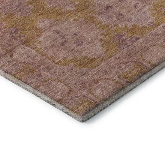 Blush And Orange Oriental Washable Area Rug With UV Protection Photo 7