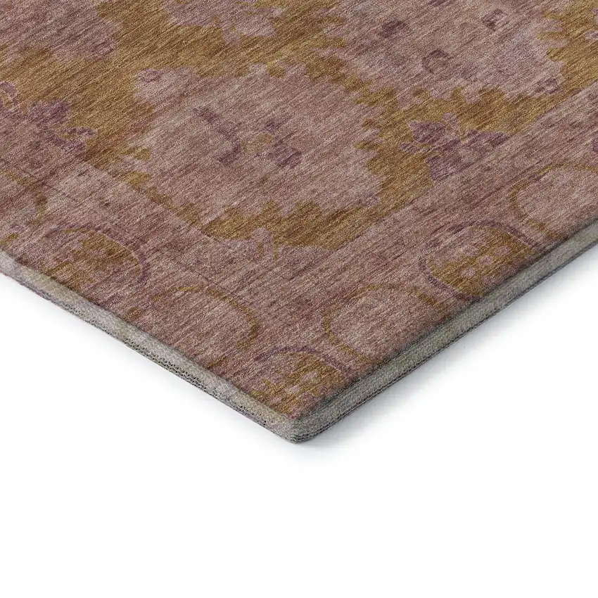 Blush And Orange Oriental Washable Area Rug With UV Protection Photo 7