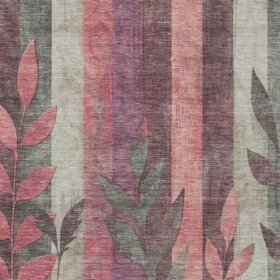 Blush And Pale Aqua Floral Washable Indoor Outdoor Area Rug Photo 4