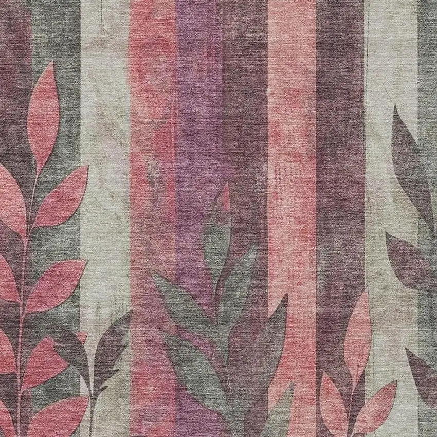 Blush And Pale Aqua Floral Washable Indoor Outdoor Area Rug Photo 4