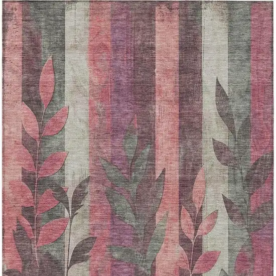 Blush And Pale Aqua Floral Washable Indoor Outdoor Area Rug Photo 4