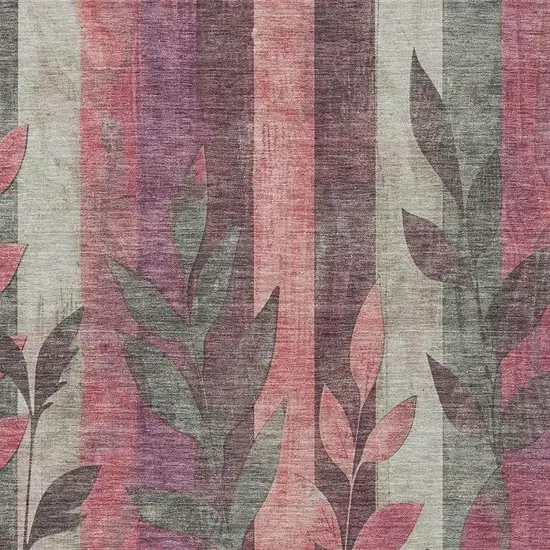 Blush And Pale Aqua Floral Washable Indoor Outdoor Area Rug Photo 3