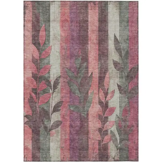 Blush And Pale Aqua Floral Washable Indoor Outdoor Area Rug Photo 1