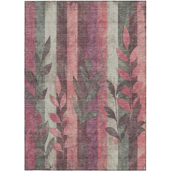 Blush And Pale Aqua Floral Washable Indoor Outdoor Area Rug Photo 4