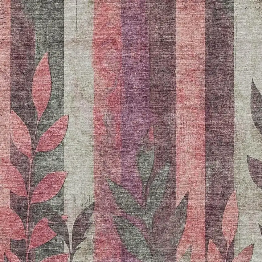 Blush And Pale Aqua Floral Washable Indoor Outdoor Area Rug Photo 3