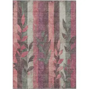 Photo of Blush And Pale Aqua Floral Washable Indoor Outdoor Area Rug