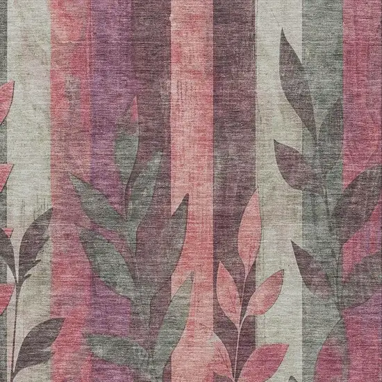 Blush And Pale Aqua Floral Washable Indoor Outdoor Area Rug Photo 3