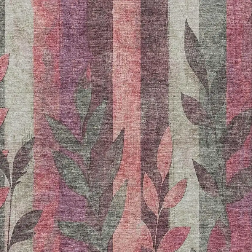 Blush And Pale Aqua Floral Washable Indoor Outdoor Area Rug Photo 3