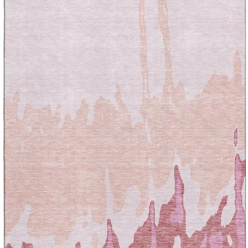 Blush And Pink Abstract Washable Area Rug With UV Protection Photo 4