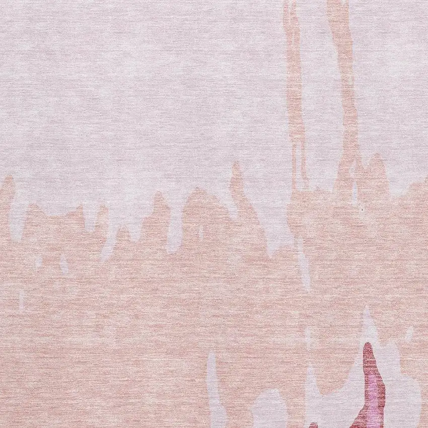 Blush And Pink Abstract Washable Area Rug With UV Protection Photo 3