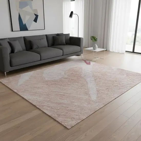 Blush And Pink Abstract Washable Area Rug With UV Protection Photo 2