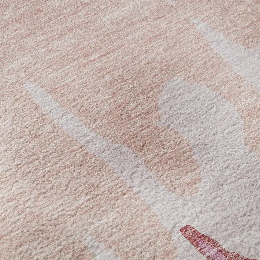 Blush And Pink Abstract Washable Area Rug With UV Protection Photo 1