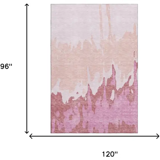 Blush And Pink Abstract Washable Area Rug With UV Protection Photo 8