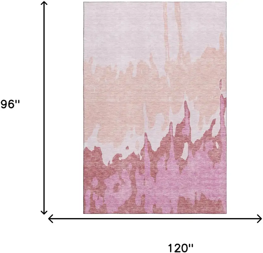 Blush And Pink Abstract Washable Area Rug With UV Protection Photo 8