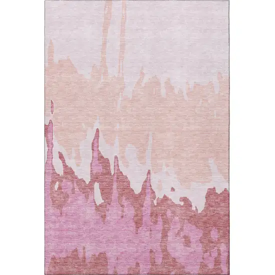 Blush And Pink Abstract Washable Area Rug With UV Protection Photo 3