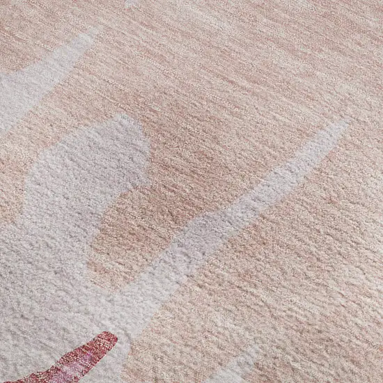 Blush And Pink Abstract Washable Area Rug With UV Protection Photo 2