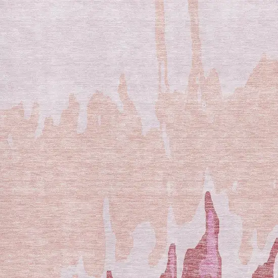 Blush And Pink Abstract Washable Area Rug With UV Protection Photo 3