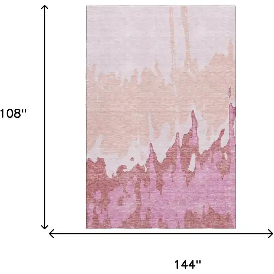 Blush And Pink Abstract Washable Area Rug With UV Protection Photo 9