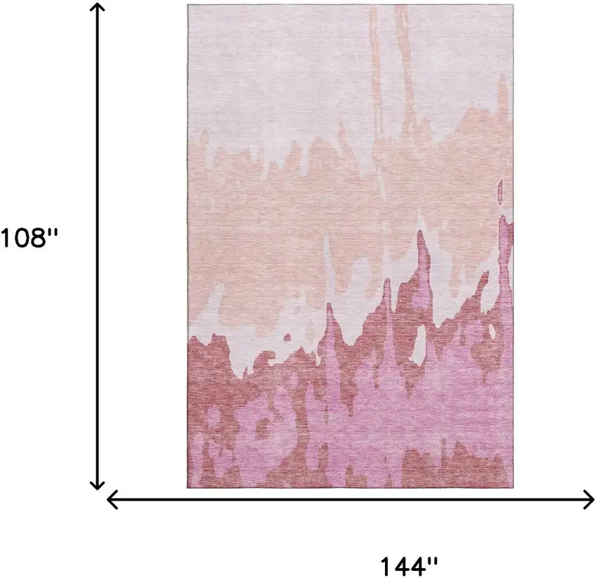 Blush And Pink Abstract Washable Area Rug With UV Protection Photo 9