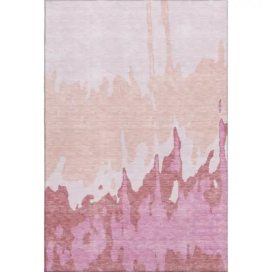 Blush And Pink Abstract Washable Area Rug With UV Protection Photo 6