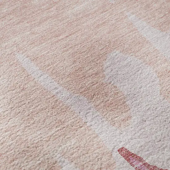 Blush And Pink Abstract Washable Area Rug With UV Protection Photo 1
