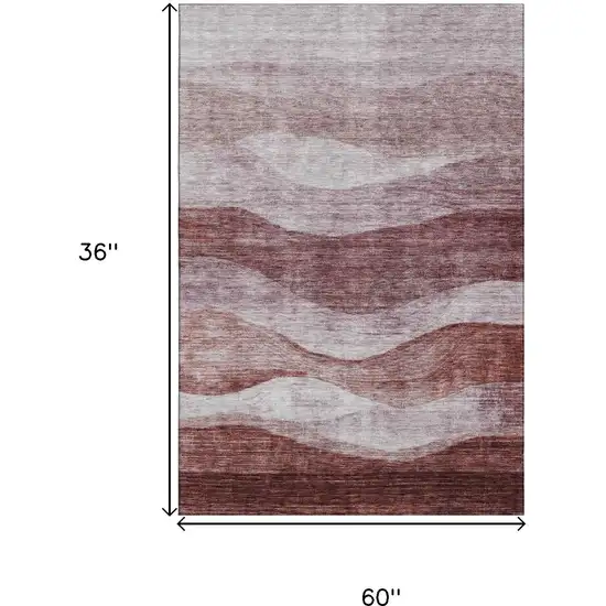 Blush And Pink Abstract Washable Area Rug With UV Protection Photo 3