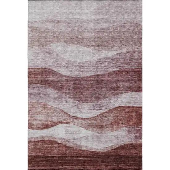 Blush And Pink Abstract Washable Area Rug With UV Protection Photo 4