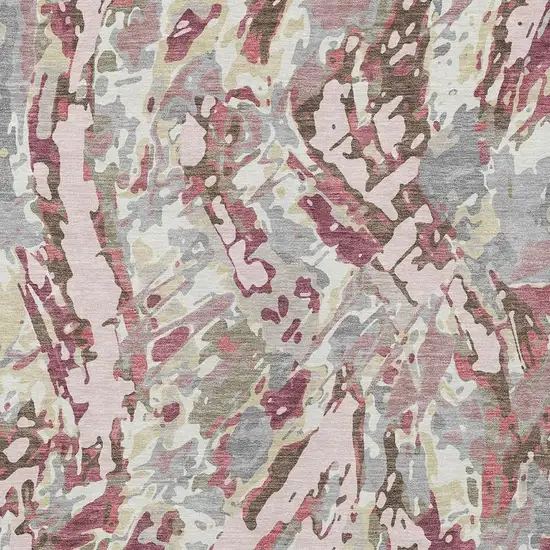 Blush And Pink Abstract Washable Indoor Outdoor Area Rug Photo 2
