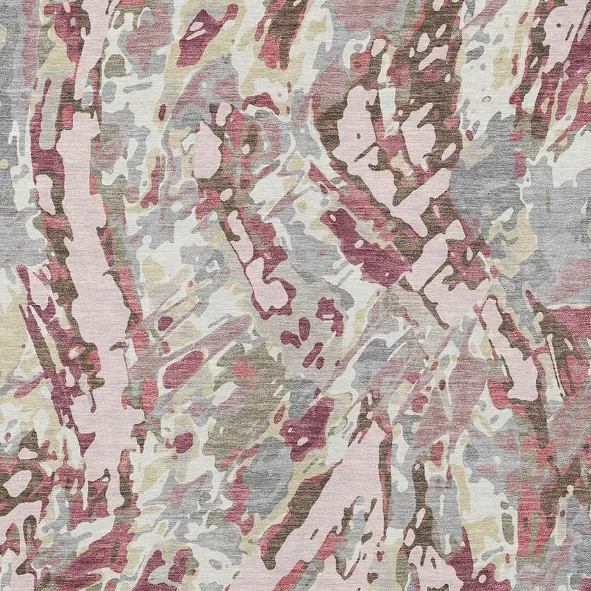 Blush And Pink Abstract Washable Indoor Outdoor Area Rug Photo 2