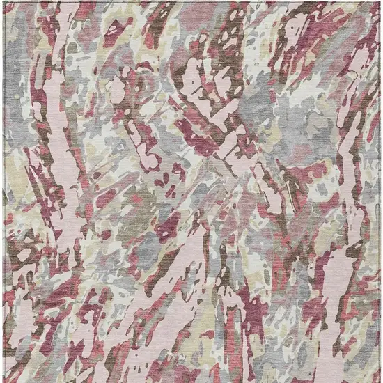 Blush And Pink Abstract Washable Indoor Outdoor Area Rug Photo 3