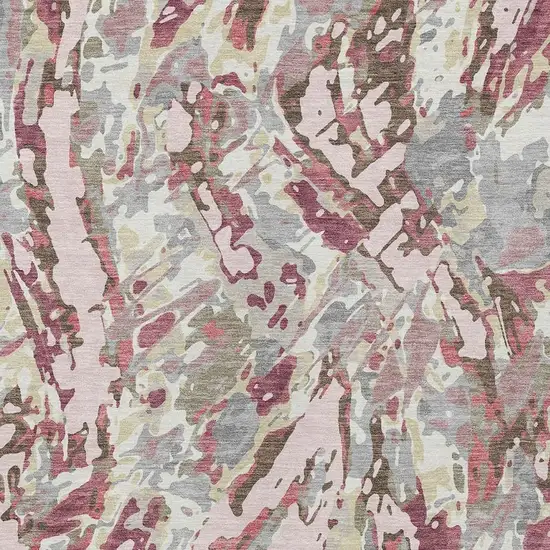 Blush And Pink Abstract Washable Indoor Outdoor Area Rug Photo 2