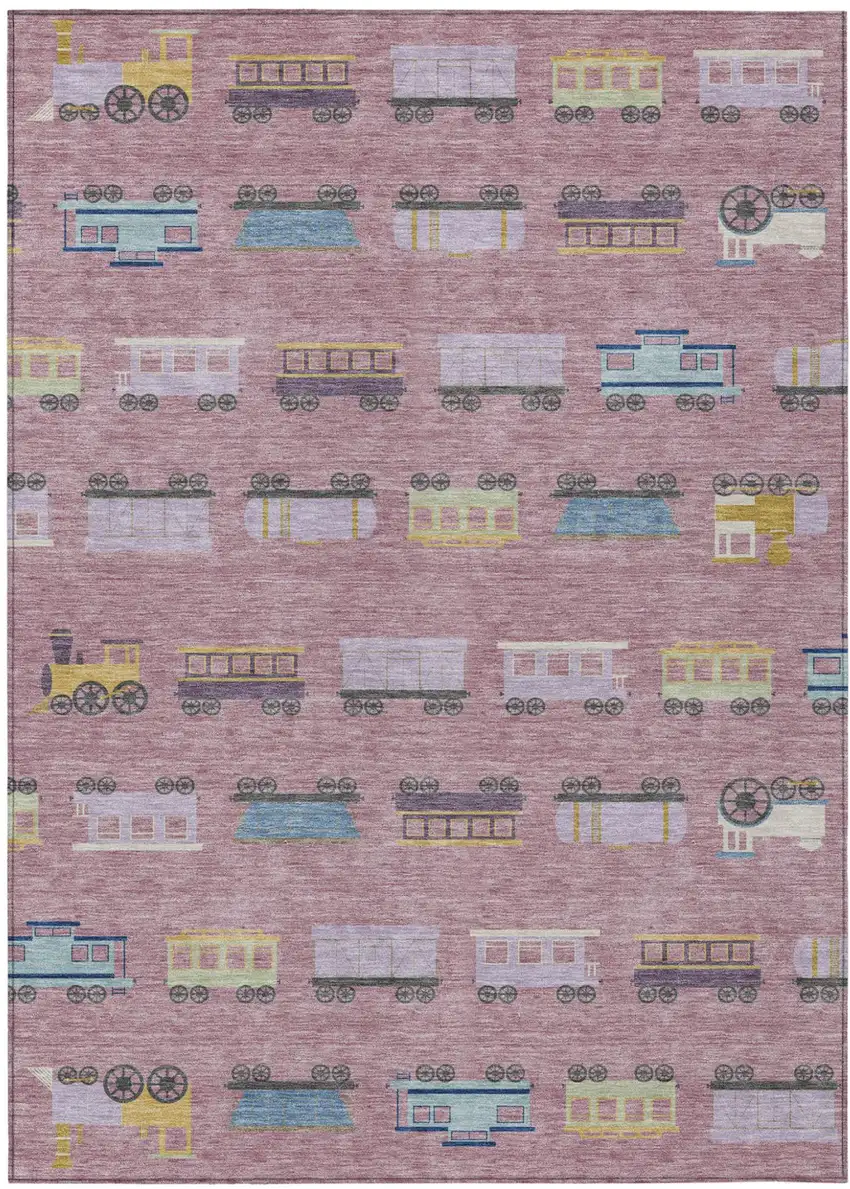 Blush And Pink Abstract Washable Indoor Outdoor Area Rug Photo 1