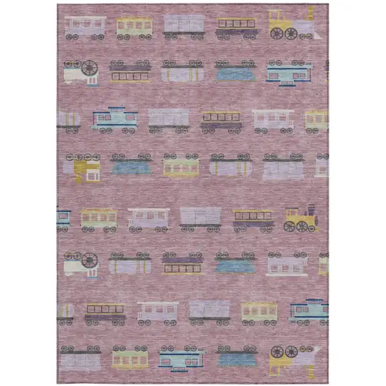 Blush And Pink Abstract Washable Indoor Outdoor Area Rug Photo 3