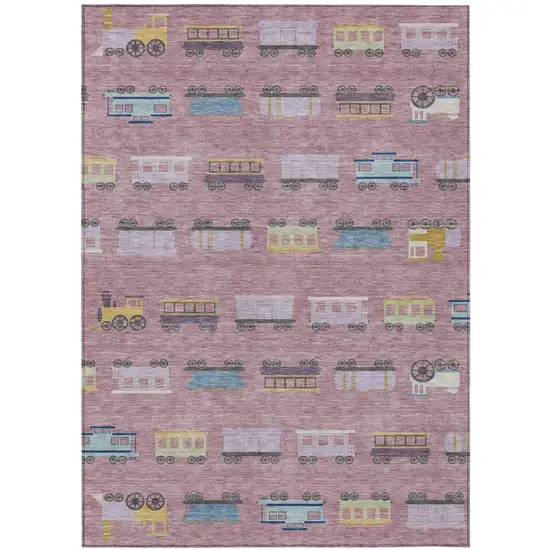 Blush And Pink Abstract Washable Indoor Outdoor Area Rug Photo 1