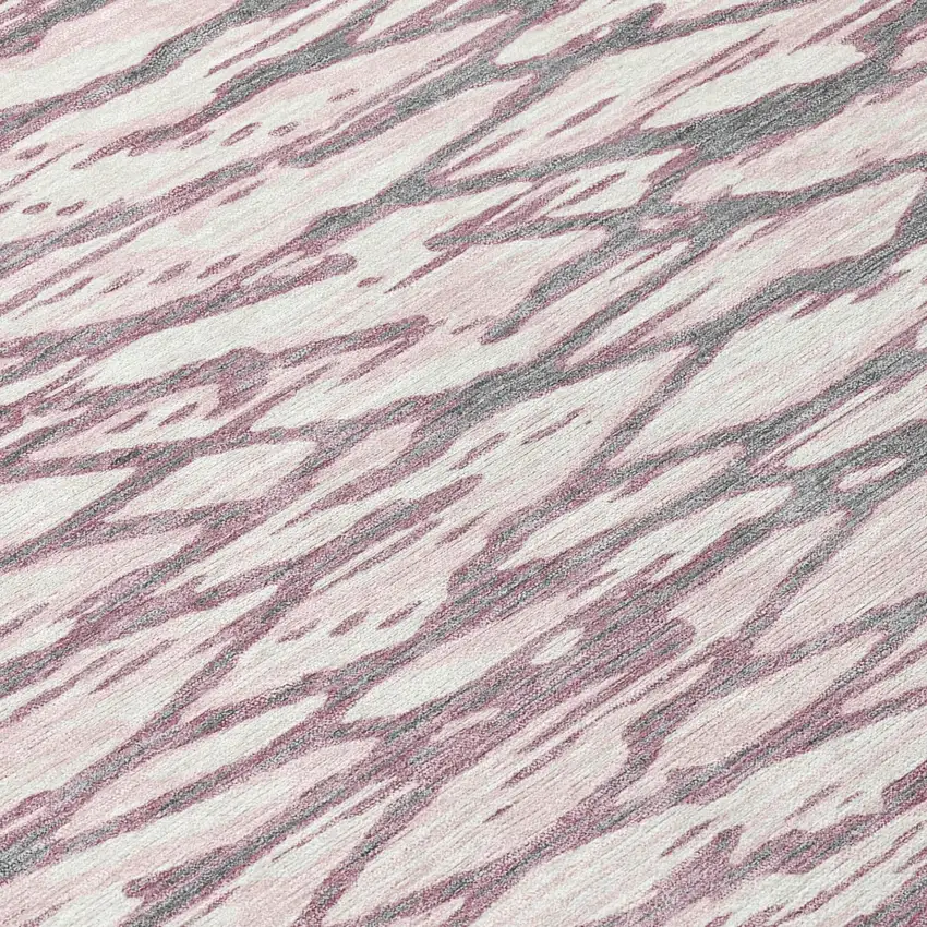 Blush And Pink Abstract Washable Indoor Outdoor Area Rug Photo 4