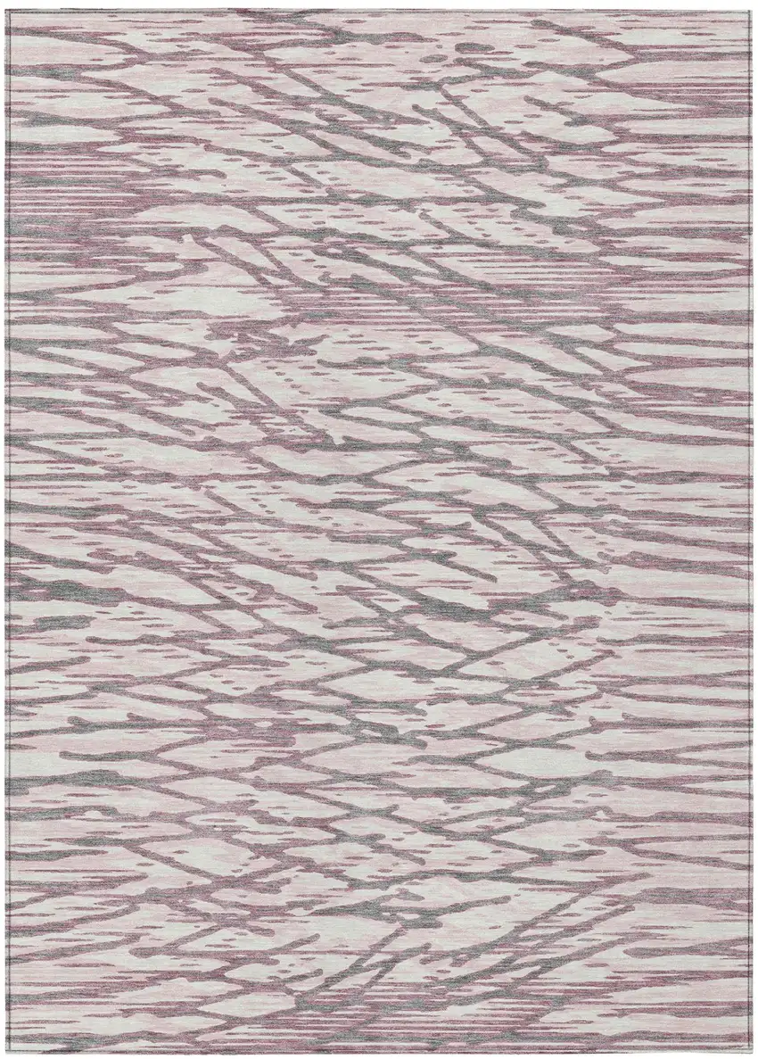 Blush And Pink Abstract Washable Indoor Outdoor Area Rug Photo 2