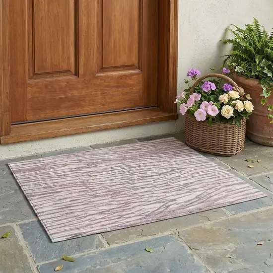 Blush And Pink Abstract Washable Indoor Outdoor Area Rug Photo 1