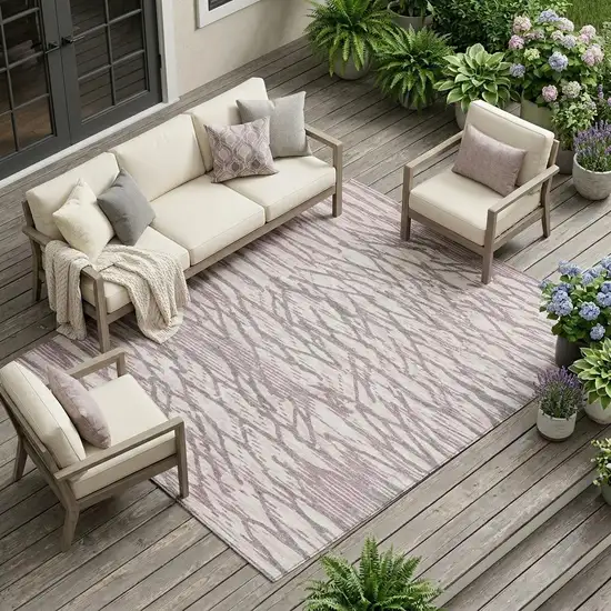 Blush And Pink Abstract Washable Indoor Outdoor Area Rug Photo 1
