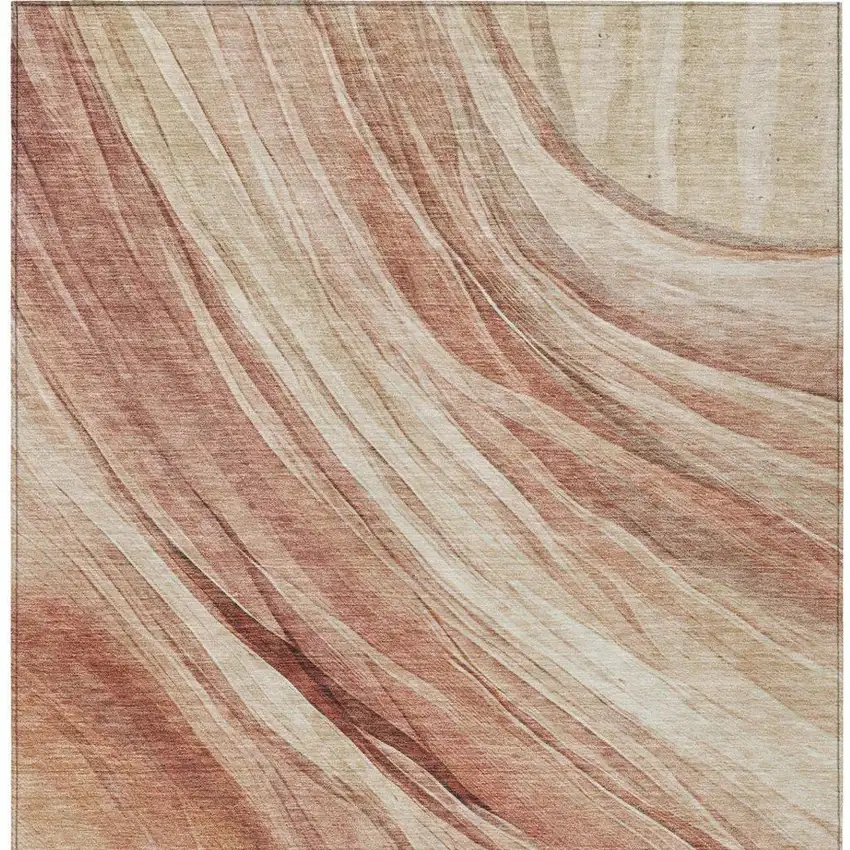 Blush And Pink Abstract Washable Indoor Outdoor Area Rug Photo 9