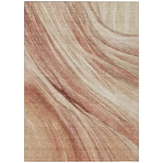 Blush And Pink Abstract Washable Indoor Outdoor Area Rug Photo 3