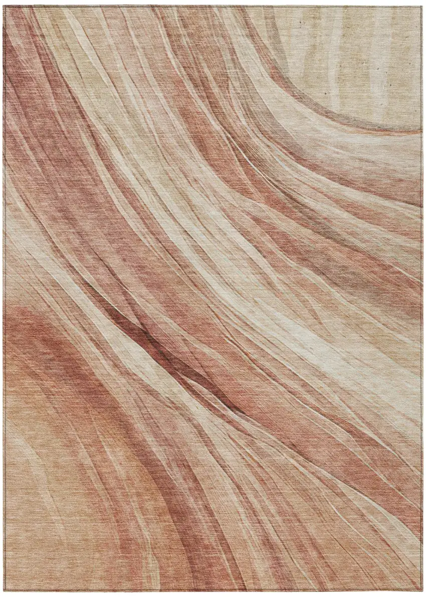 Blush And Pink Abstract Washable Indoor Outdoor Area Rug Photo 3