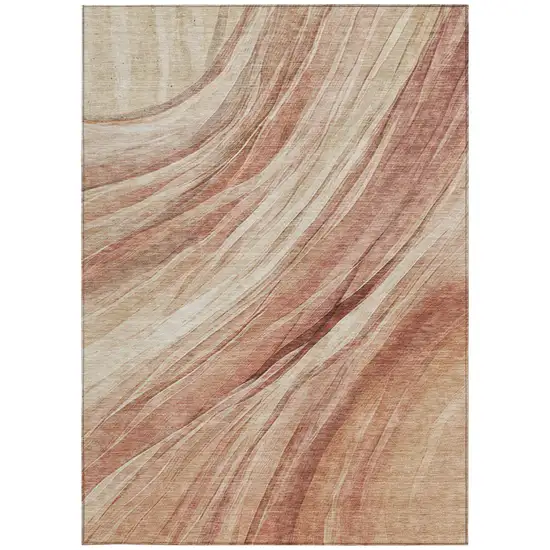 Blush And Pink Abstract Washable Indoor Outdoor Area Rug Photo 2