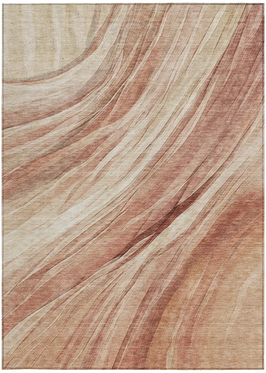 Blush And Pink Abstract Washable Indoor Outdoor Area Rug Photo 2