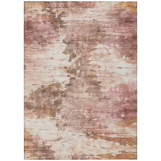 Blush And Pink Abstract Washable Indoor Outdoor Area Rug Photo 3